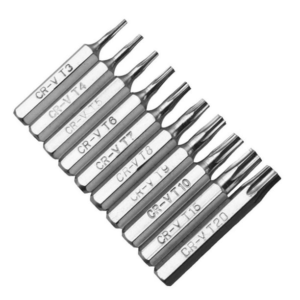 10x Torx Bit Set CR-V T3 T4 T5 T6 T7 T8 T9 T10 T15 T20 Schraubendreher Handy Bit